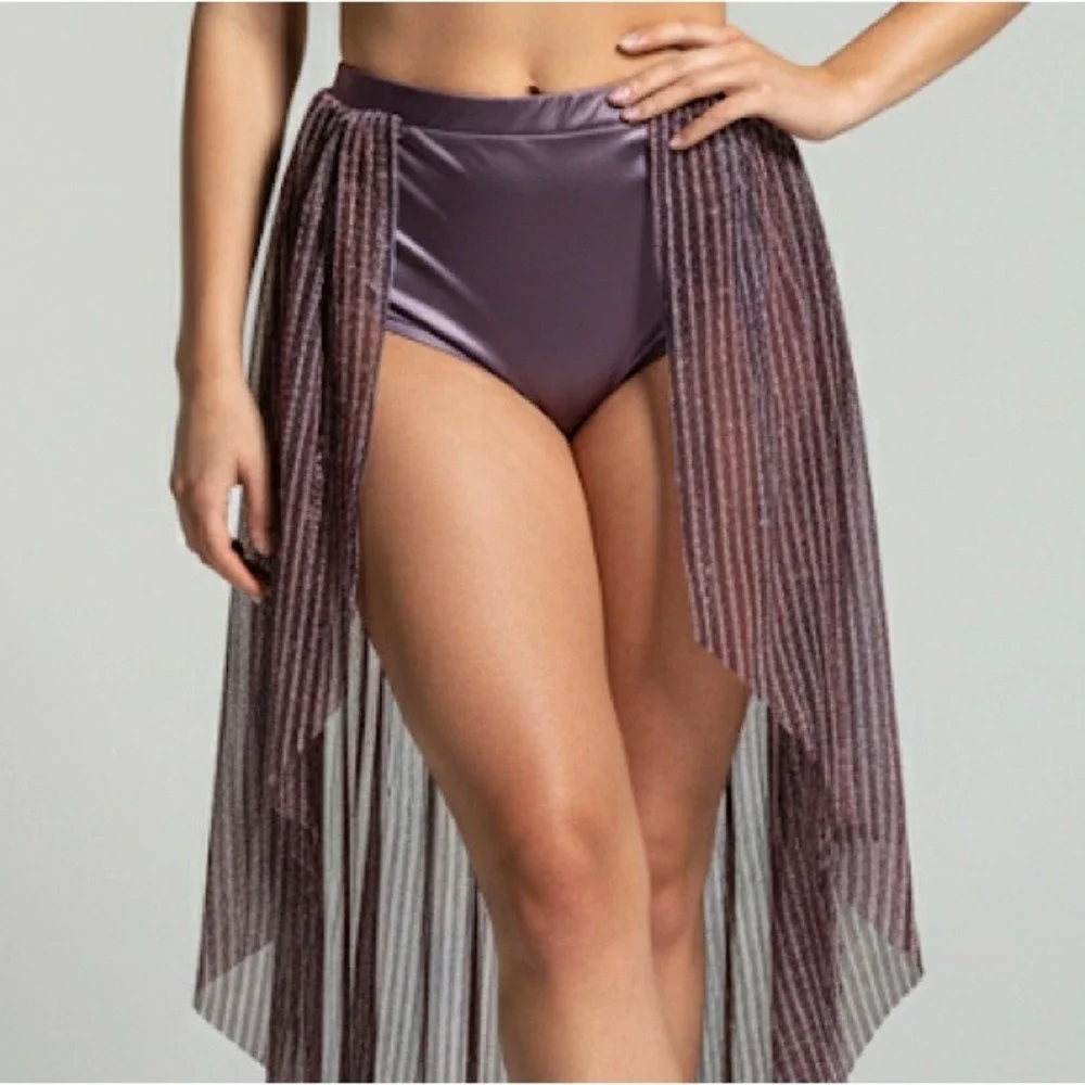 Double Platinum purple shimmer Halter Crop Top and Skirt Kids Dance Costume‎ AXS